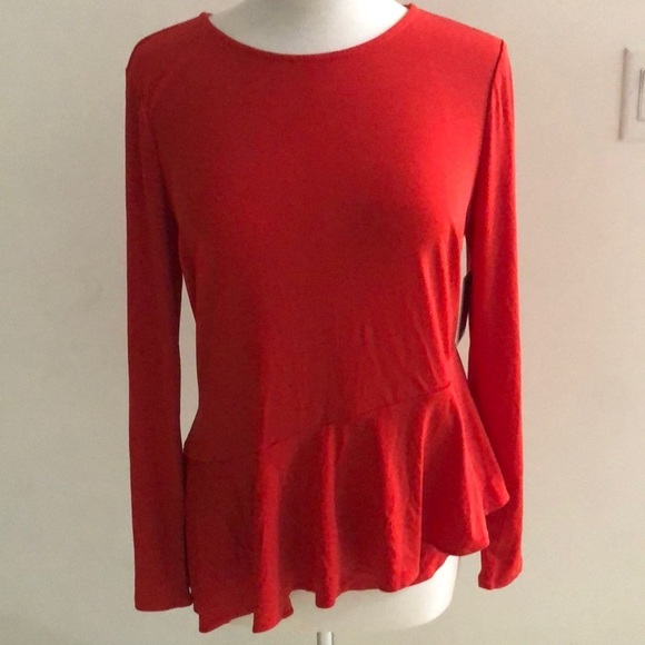 Beige by eci red peplum panel top NWT -Size Large - Picture 1 of 6